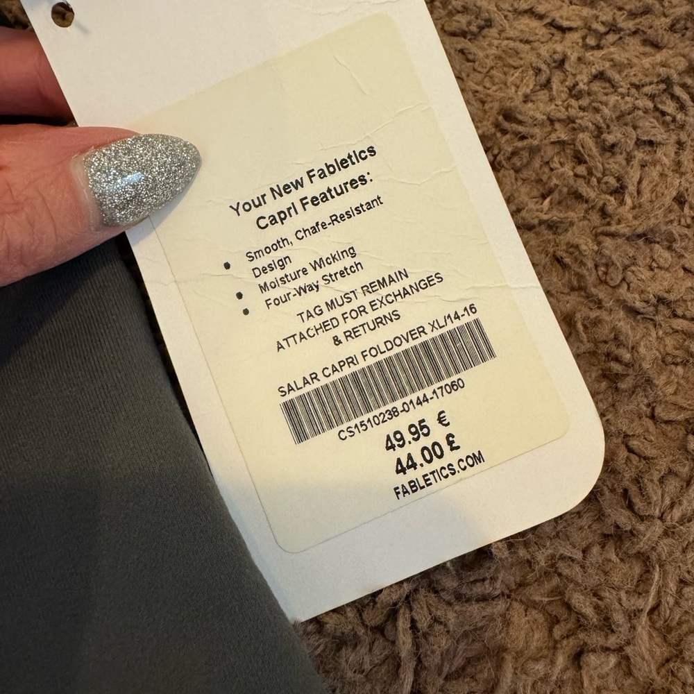2 FOR $25 Fabletics Salar Powerhold Fold Over Crop Leggings High Rise XL NEW $50 - Picture 3 of 8